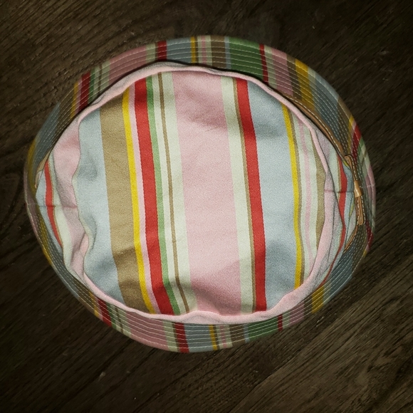 New Coach Stripe Leather Bow Trim Bucket Hat P/Small - Picture 4 of 13